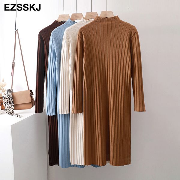 

chic oversize thick long sweater dress women half-high autumn winter straight sweater dress female casual loose knit dress ly191114, Black;pink