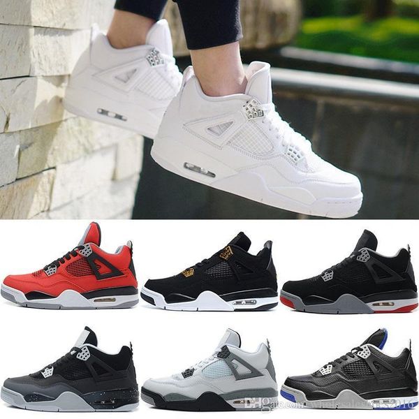 

new mens 4 4s bred pure money basketball shoes royalty white cement oreo toro bravo men sneakers sports us 8-13