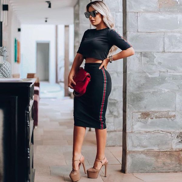 

дизайнер контрастных цветов чехлы hip костюмы sexy donna 2pcs платье лето новых женщин конструктора два части платья, White