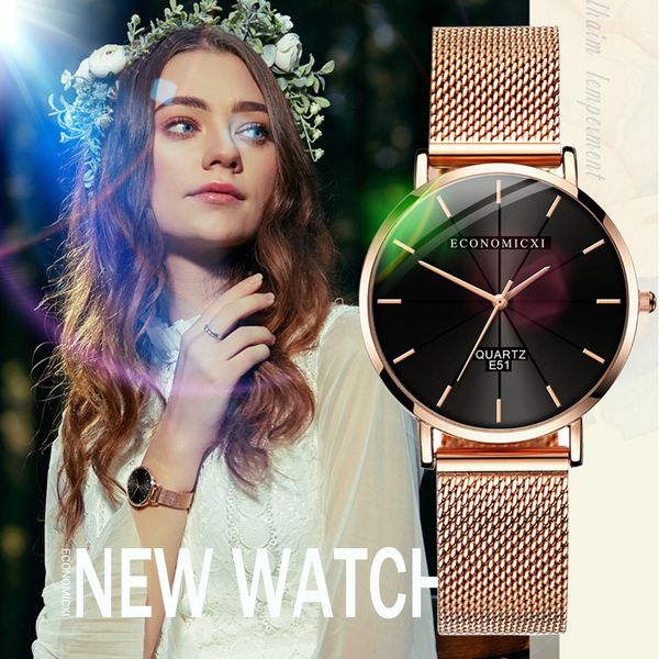 

fashion women mesh watch unique simple watches casual quartz wristwatches ladies watches montre femme zegarek damski relogio, Slivery;brown