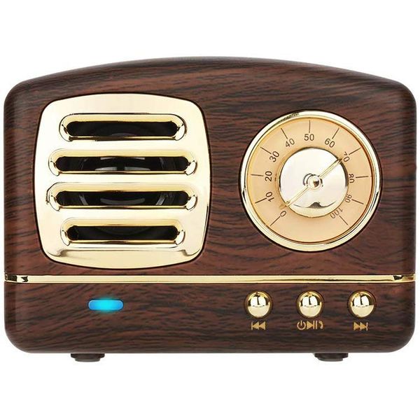 

portable bluetooth vintage speaker with powerful sound, hands-calls, tf card, aux, for kitchen bedrooms party outdoor android ios brown