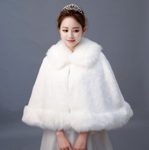 

официальный банкет леди осень зима теплая толстая лисицы банкет платье накидка мех белый cape.shawl 2020, White