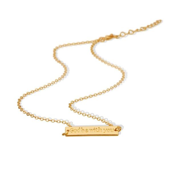 

fashiion simple alloy gold silver letter god be with you necklace for women