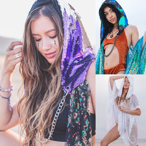 

sequin cap 2018 fashion women novelty halloween beanies witch headwear chain bohemian hat plus size y717, Blue;gray