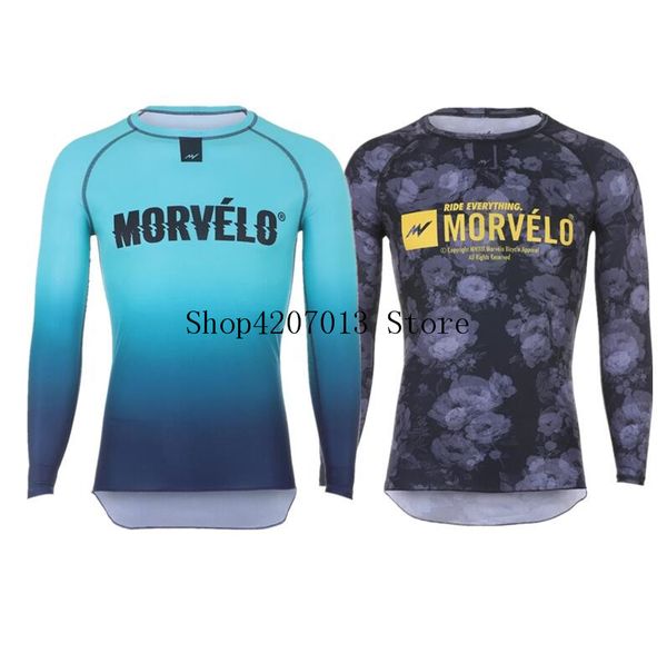 

morvelo cycling base layers long sleeves compression bicycle running bodybuilding bike clothes jersey sports underwear clothing, Black;red