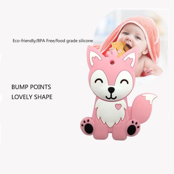 

1pc baby teether husky shaped food grade silicone bite teethers safety feeder bite teether oral care 4-12m
