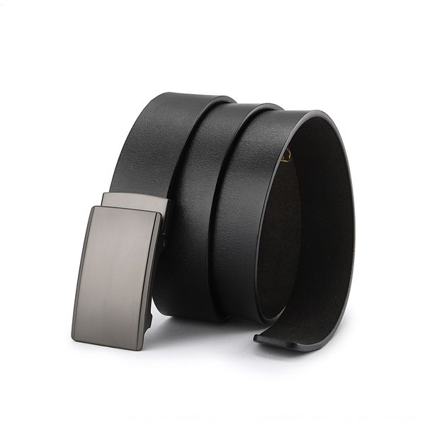

male toothless automatic buckle leather belt with no hole and no slot leather eyeless toothless belt, Black;brown