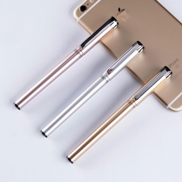 

2019 новый гелевая ручка розовое золото / золото / серебро моделирование металлическая ручка 0.5 мм пополнить мяч школа офис написание бизне, Blue;orange