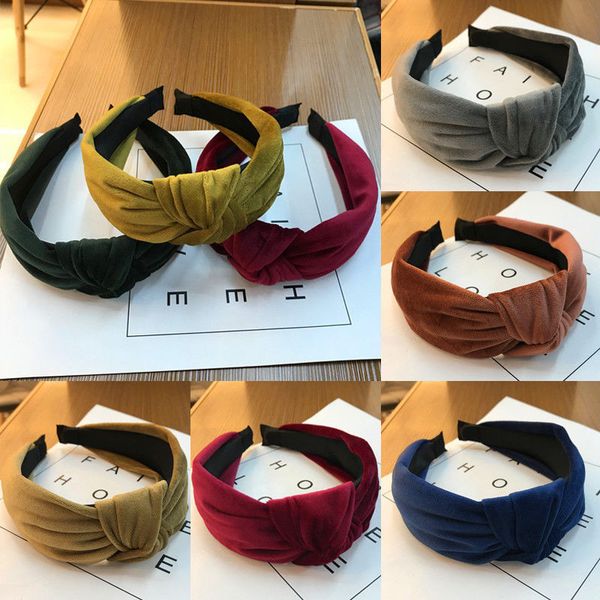 

2018 new arrival solid solid color hair bands girl sweet knotted fashion headwear for women headband vintage hair accessories