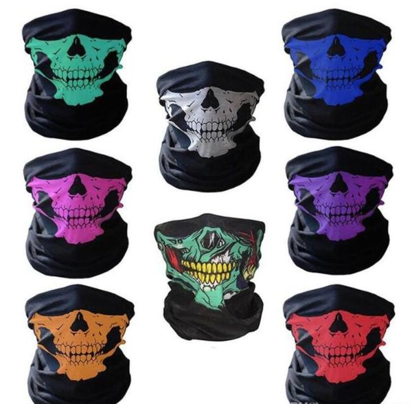 Unisex Cosplay Bicicletta Sci Cranio Mezza Maschera Fantasma Sciarpa Bandana Scaldacollo Fascia per capelli Magic Turban balaclava Nave libera all'ingrosso