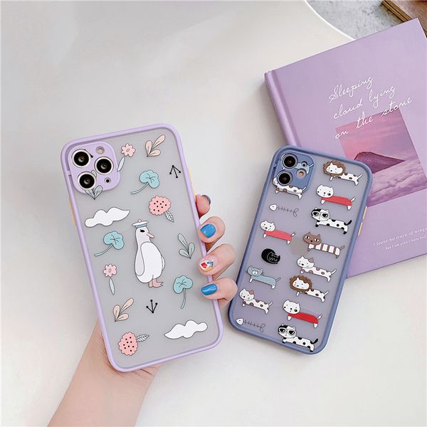 

translucent cute cartoon penguin cat lion tile precise fit cell phone case cover for iphone 11 pro max x xr xs max 7 8 plus