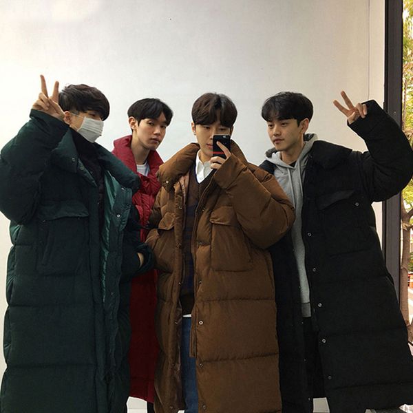 

zollrfea men's winter fashion warm long jacket thick stand collar cotton padded korean version casual loose parka jacket coat, Black
