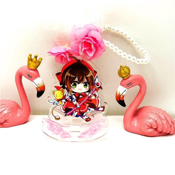 

cardcaptor sakura key chain cartoon keychain anime keyring acrylic key ring woman kids personality sleutelhanger man girls cute, Silver
