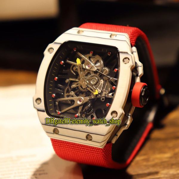 

r version sport designer watches rm 27-02 nadal ntpt carbon fibre case skeleton dial japan miyota automatic rm027 mens watch nylon strap, Slivery;brown