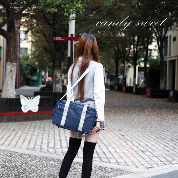

japanese student bags jk handbag travel bag women shoulder satchel bags solid color high school students bookbags messenger bag
