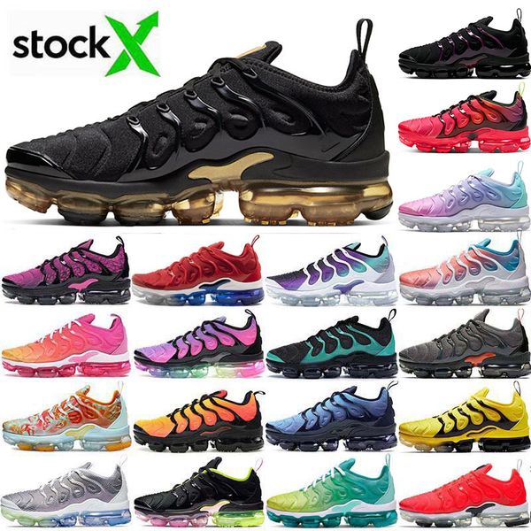 

2020 stock x vapors tn plus midnight navy black volt mens running shoes air cushion designer sports sneakers mens trainers maxes size 36-45, White;red