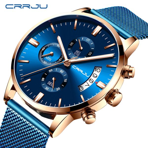 

new arrived sport chronograph watch men fashion stainless steel mesh quartz watches calendar waterproof reloj hombre relogio, Slivery;brown