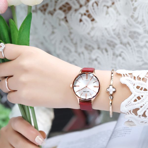 

megir women watch fashion quartz lady blue red watchband casual clock waterproof simple wristwatch gift for girl wife woman 2019, Slivery;brown