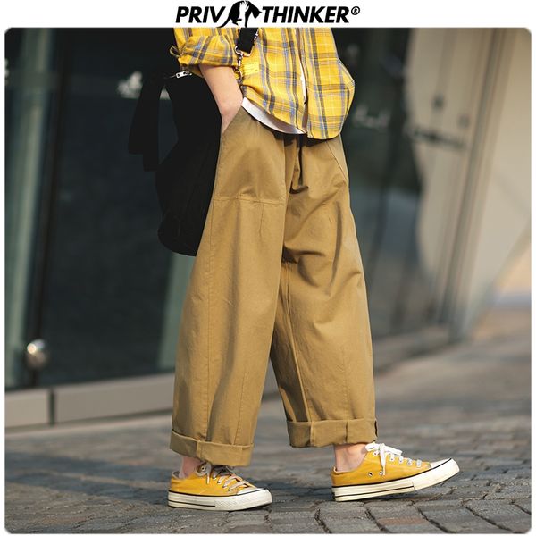 

men japanese solid straight pants 2020 mens loose wide leg pants male fashion hip hop cargo black joggers
