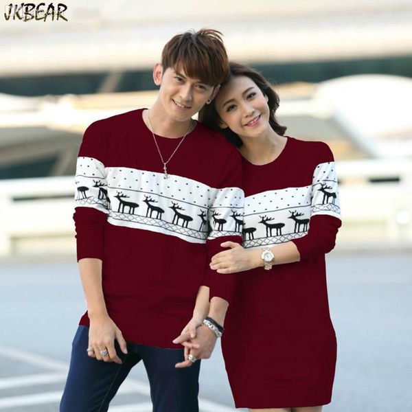 Compre 2018 Recién Llegado A Juego Suéteres De Navidad Para Parejas Más Tamaño Lindo Reno Copos De Nieve Patrón Jerseys Con Bolsillo XS XXL A $26.72