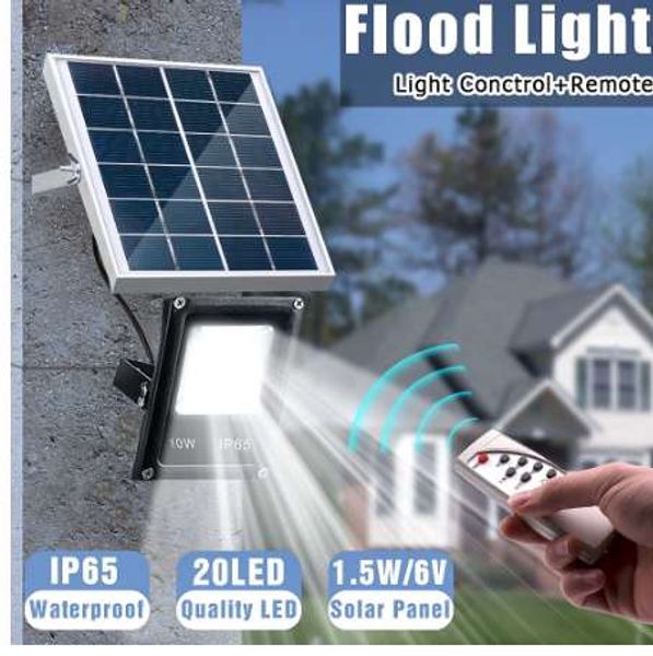 Remote Jardin Étanche 10W 20LED Lampe Solaire Projecteur Éclairage Floodlight