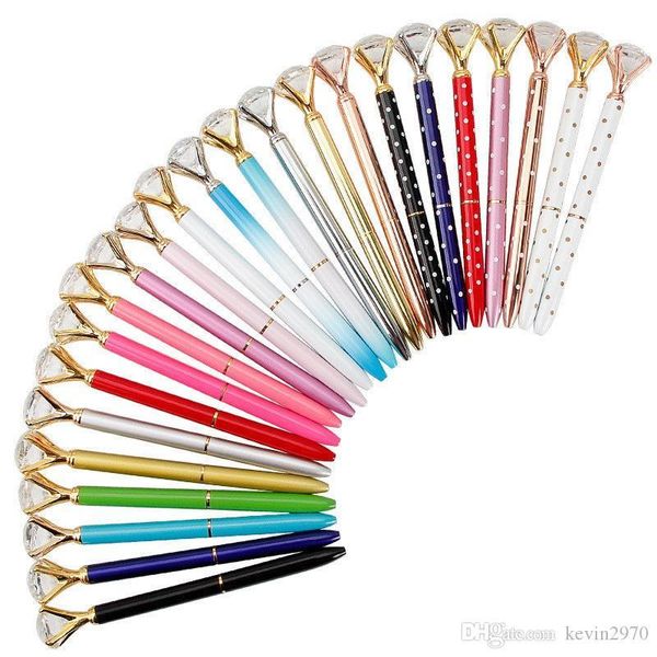 

2019 fashion creative crystal glass ballpoint pen luxury pen school office supplies christmas gift 24 colors 08, Blue;orange