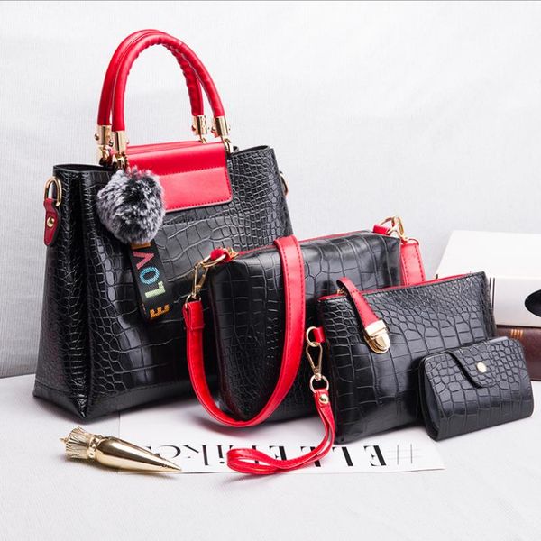 

designer handbags women shoulder bags new style leather tote bag women purse large handbags 4pcs/set #lp7f9