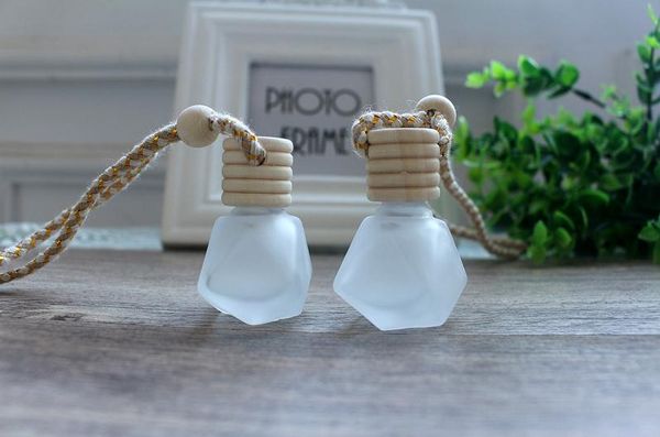 

6ml diamond shape frosted glass car pendant empty bottle car hanging perfume bottle fast shipping sn4023
