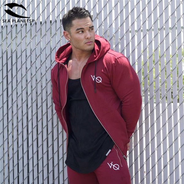 

2018 Men Casual Hoodies Fitness Brand Clothing Camisetas Tracksuits Men Bodybuilding Zipper Sweatshirt Muscle Hooded Jackets