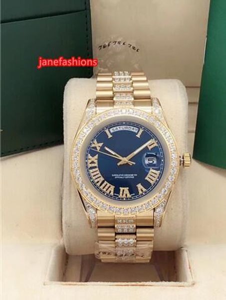 

gold men's stainless steel watch diamond bezel middle row diamond stainless steel strap automatic mechanical watch, Slivery;brown