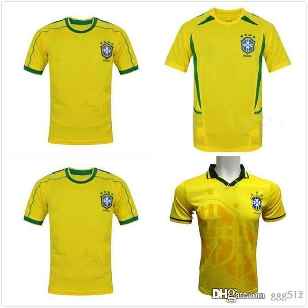 

1994 1998 2002 Бразилия Джерси 93 94 98 02 Brasil ретро классические рубашки Карлос Romario Роналдо Роналдиньо Джерси Камиза де Futebol