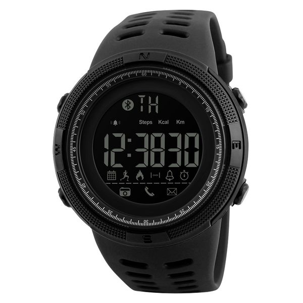 SKMEI Top Sale Outdoor Smart Watch Uomo Telecamera remota Messaggio Chiamata Promemoria Bluetooth Cinturino in PU impermeabile Orologi da polso digitali