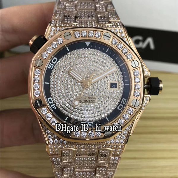 

лучшая версия royal 15707 pvd розовое золото черный внутренний золотой бриллиант циферблат автоматические мужские часы 3 стиль часы из нержа, Slivery;brown