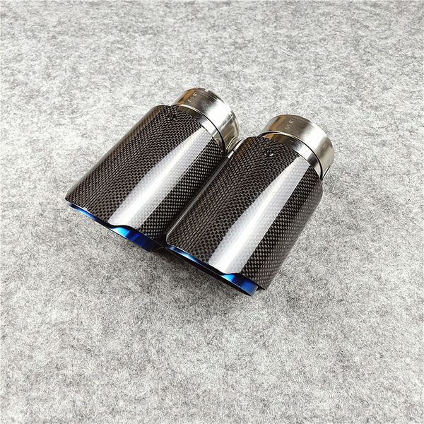 

1 pcs carbon fiber auto exhaust tip fit for all cars glossy grilled blue muffler tail length 170 mm