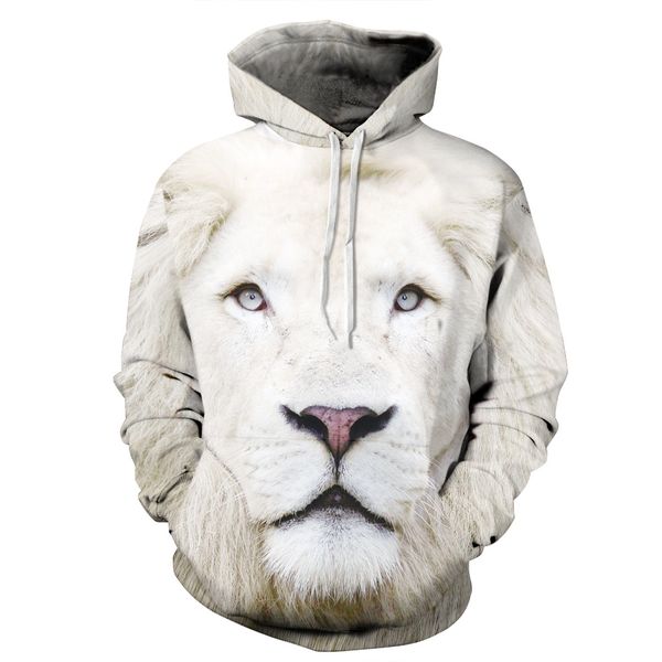 

animal lion 3d print hoodie men women sweatshirt streetwear hip hop punk clothes, Black