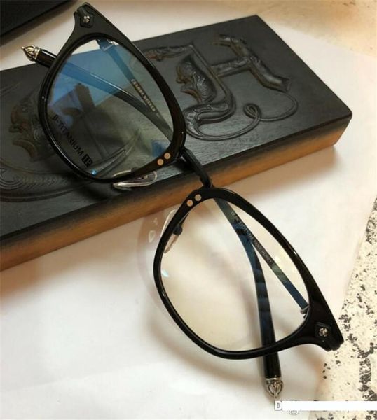 

new popular retro men optical glasses fanx1 punk style designer retro square frame with leather box hd lens quality, Black