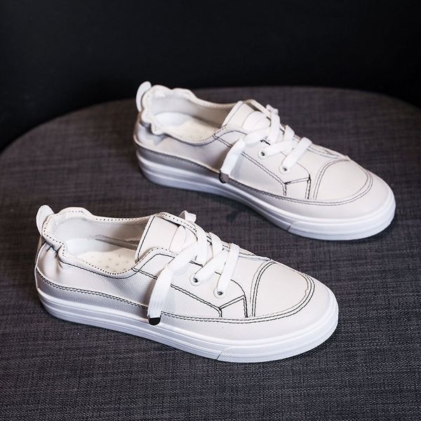 

white women's shoes 2020 all-match flat thin board shoes season shallow mouth zapatillas kids loafers girls flats