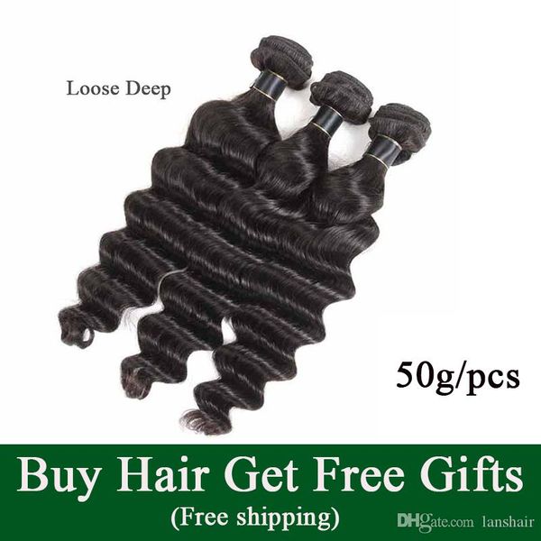 

дешевые перуанский волос remy свободные глубокие человеческие волосы пучки 8а grade 100% перуанский virgin человеческих волос 3/4 связки пле, Black