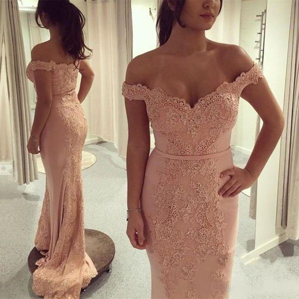 

pink mermaid evening dresses 2020 elegant off shoulders lace applique prom dresses formal long pageant party gowns, Black;red