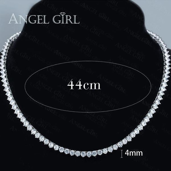 

angelgirl charms shiny 18 inches three prong 4mm zircon tennis silver and gold colour necklace for women and men brand jewelry j190625