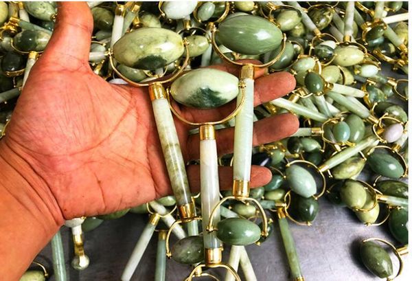 

kconyd 20/50/200/500pcs factory wholesale natural jade face roller-xiuyan jade-metal double u shape stents