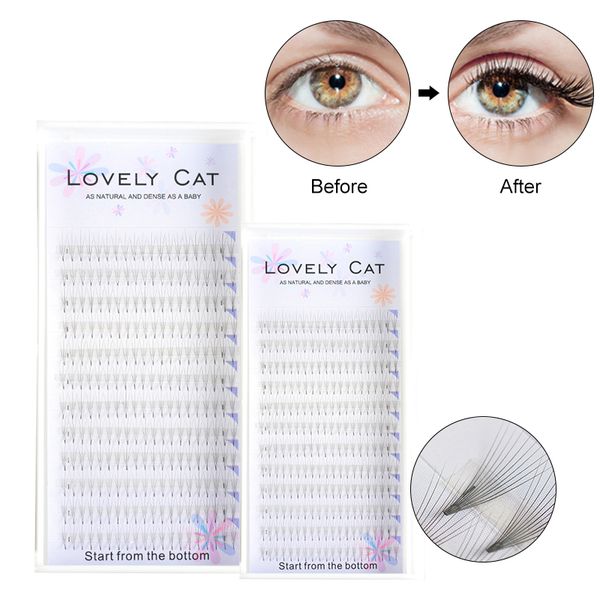 

false eyelashes 12 lines volume 3/5/10d eyelash extensions short stem premade fans lash handmade russian lashes