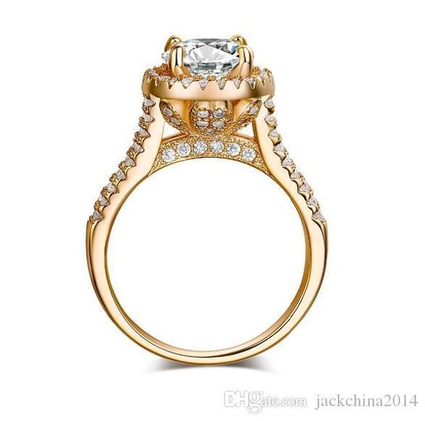

size 5-11 new brand desgin luxury jewelry round cut white sapphire 925 sterling silver yellow gold cz diamond wedding crown women ring gift