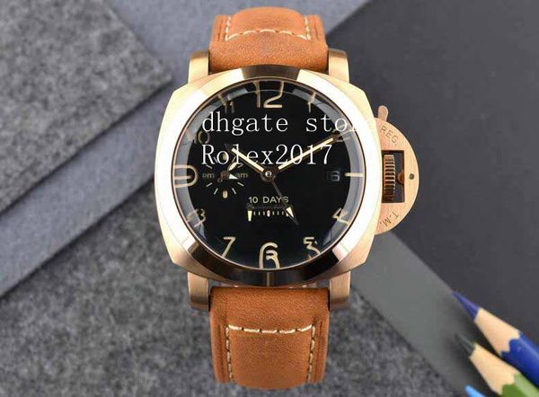 

2021 men's gmt 10 days plated rose gold movement power savings counterclockwise manual winding movement diving fashion watches, Slivery;brown