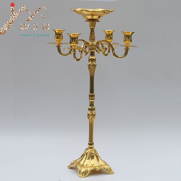 

selling 65cm gold finish candelabra with flower bowl in the middle center4-lights weddings or party use candle holder