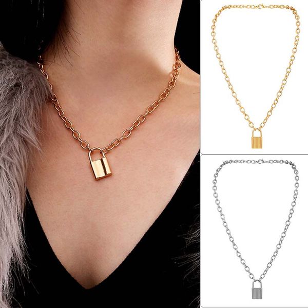 

silver/glod colorstainless steel chain necklace friendship jewelry gifts padlock pendant necklace for women, Golden;silver
