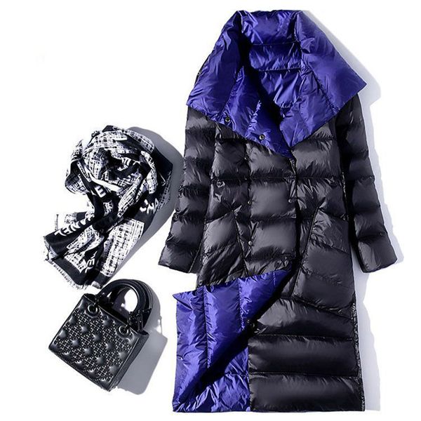 

women's down & parkas sanishroly 2021 double coat women white duck coats parka slim ultra light jacket female long outwears plus size s, Black