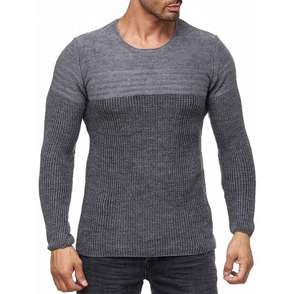 

winter spliced sweater men casual fashion wild full sleeve o-neck collar slim patchwork wool male knitting pullovers, White;black