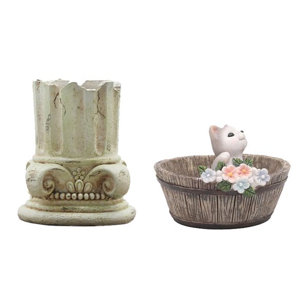 

2x plant resin vase for succulent plants, aerial plants, mini cactus