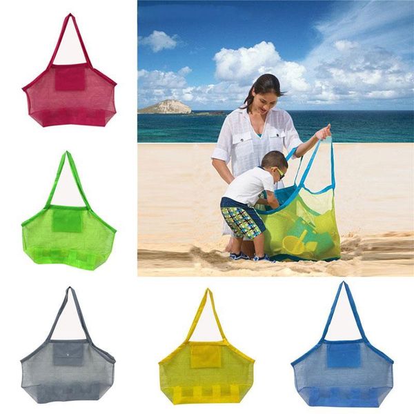 

portable kids outdoor beach shell bags 20 colors children mesh storage bag foldable tote swimming toy towel clothes